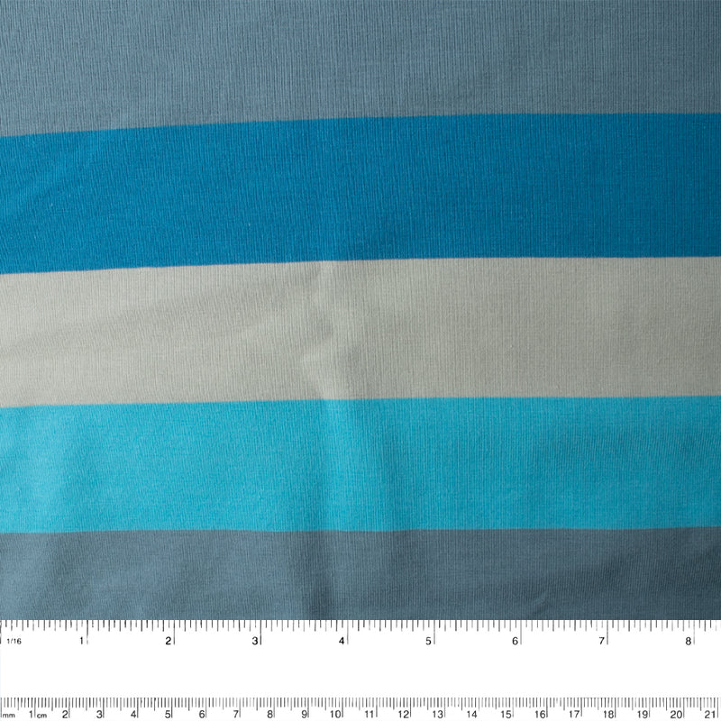 Cotton Lycra Knit Print - IMA-GINE F21 - Stripes - Blue / Grey