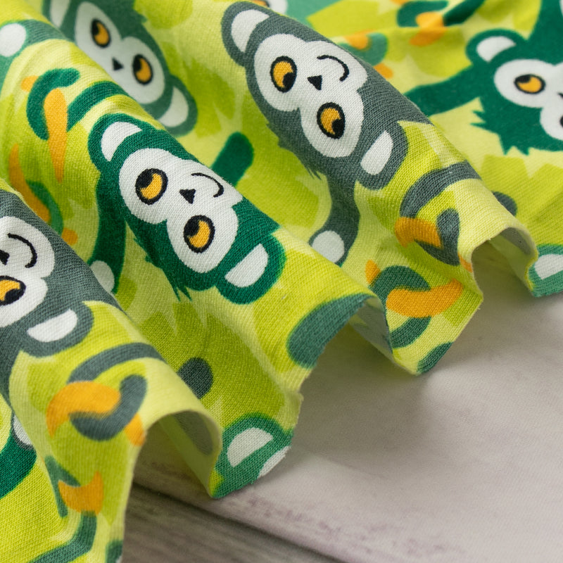 Cotton Lycra Knit Print - IMA-GINE F21 - Monkeys - Green