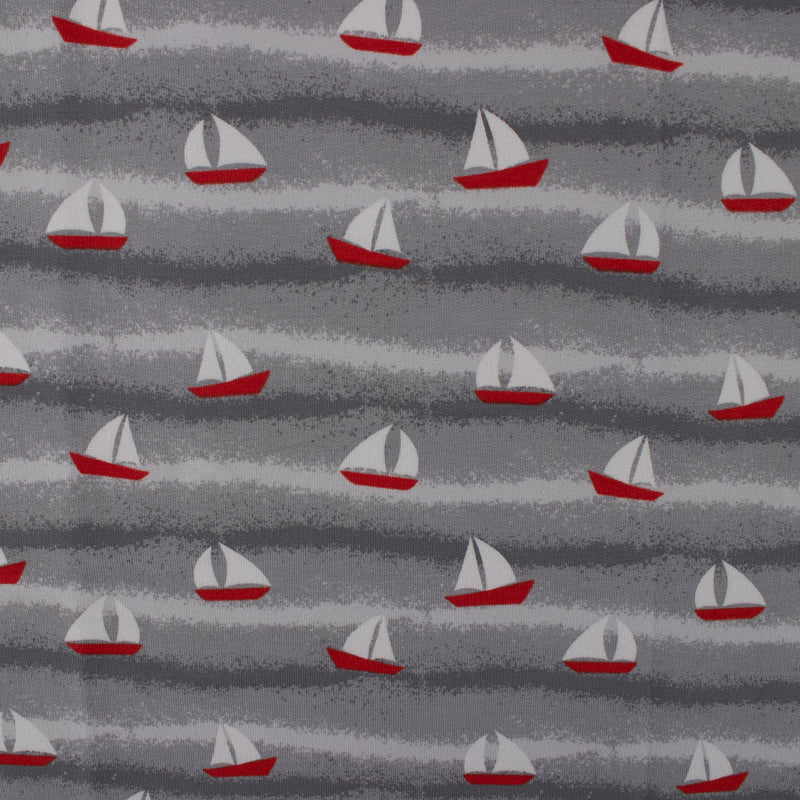 Printed French Terry - IMA-GINE F22 - Sailboat - Grey