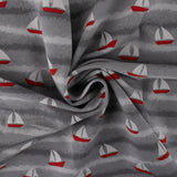 Printed French Terry - IMA-GINE F22 - Sailboat - Grey