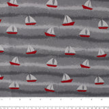 Printed French Terry - IMA-GINE F22 - Sailboat - Grey