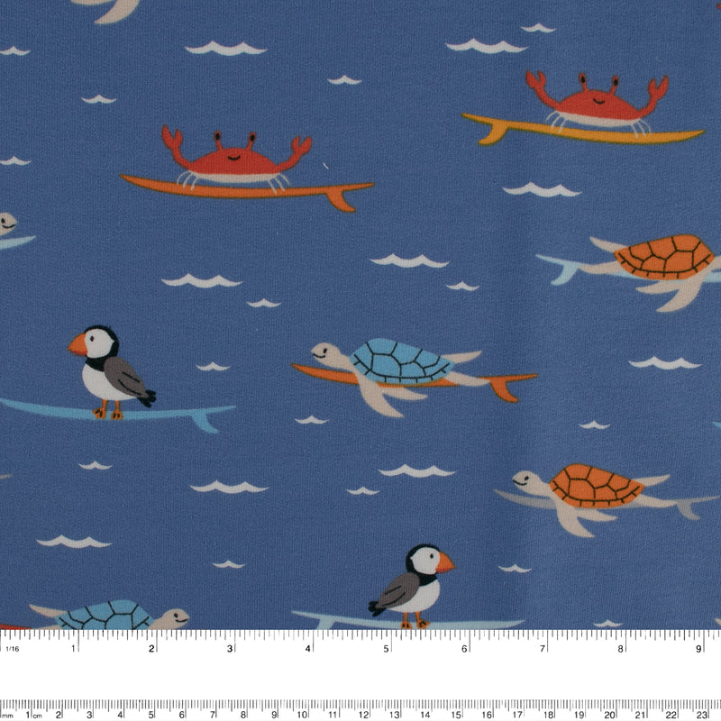 Printed French Terry - IMA-GINE F22 - Turtles - Blue