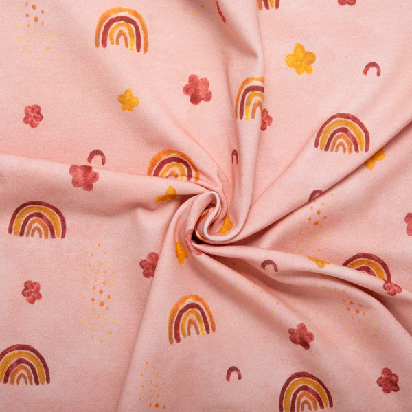 ORGANIC Printed Sweatshirt Fleece - GOTS - Rainbow - Petal pink