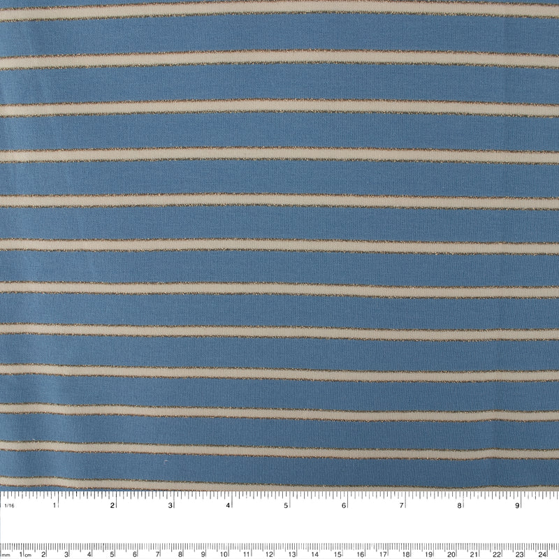 Printed Sweatshirt Fleece - FANTASMIC - Stripes - Blue