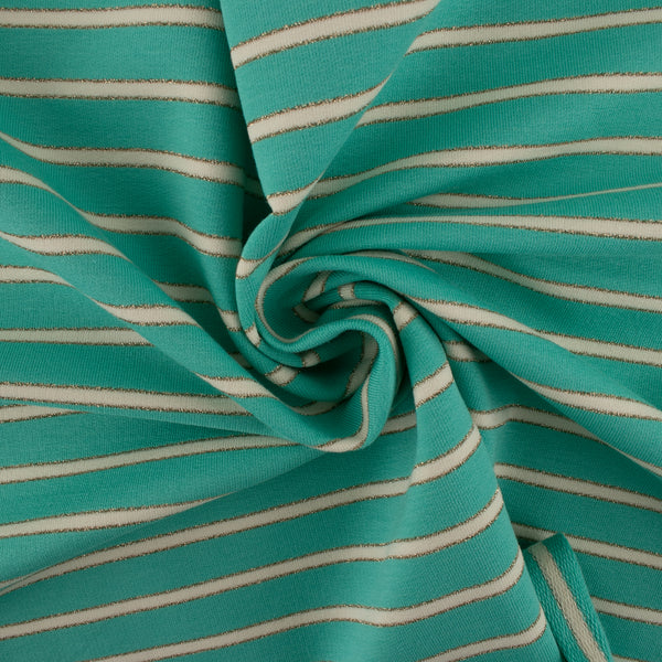Printed Sweatshirt Fleece - FANTASMIC - Stripes - Aqua
