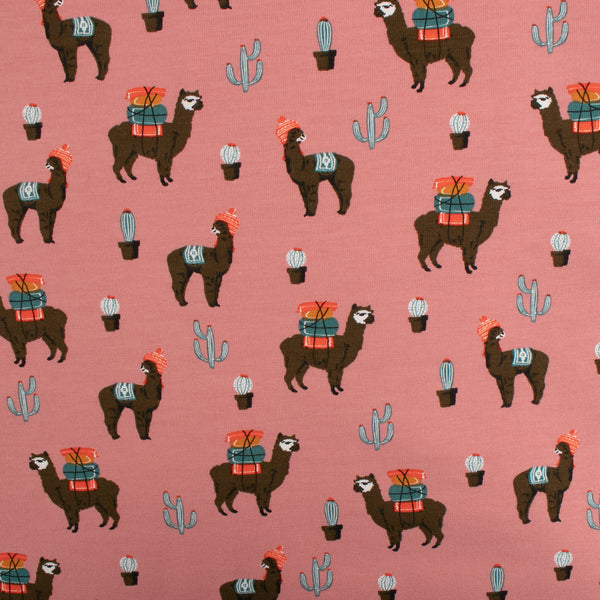 Printed Sweatshirt Fleece - FANTASMIC - Llama - Pink