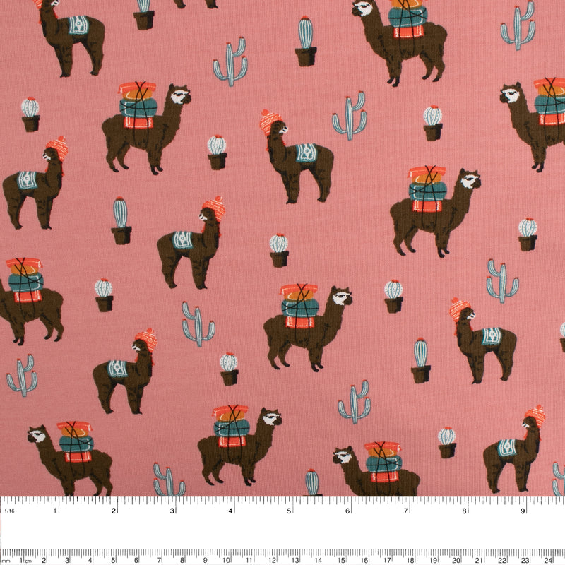 Printed Sweatshirt Fleece - FANTASMIC - Llama - Pink