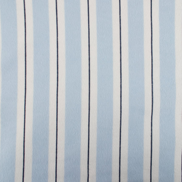 Flanellette Imprimée CHELSEA - Rayures - Bleu ciel / Blanc