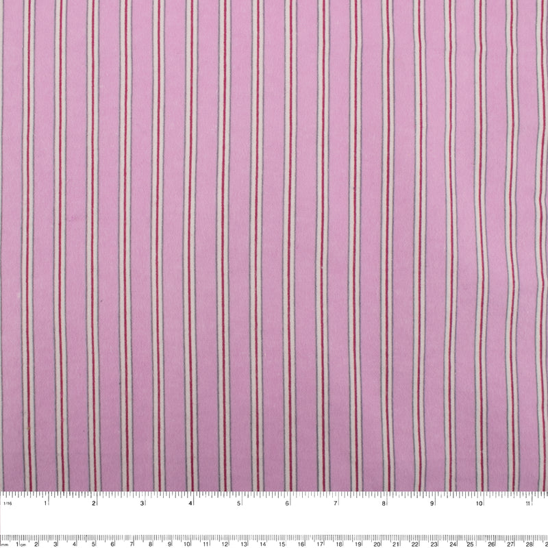 CHELSEA Flannelette Print - Stripes - Bubble gum / Red