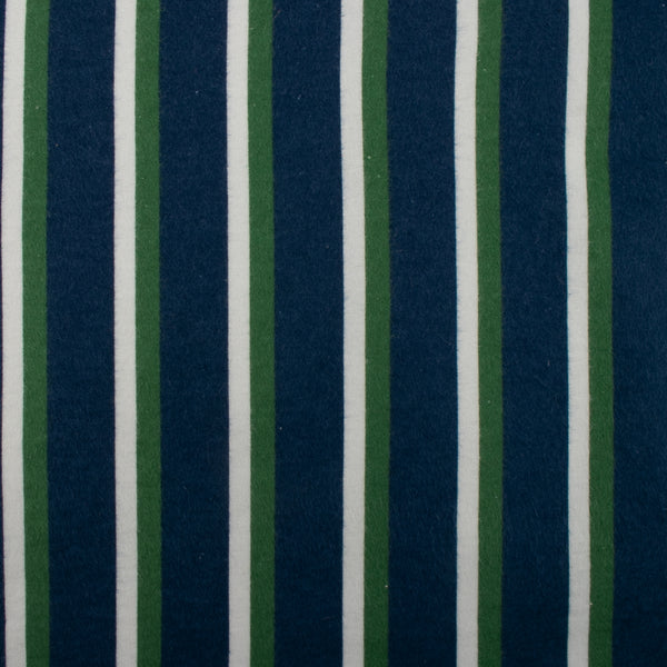 Flanellette Imprimée CHELSEA - Rayures - Bleu nuit / Vert