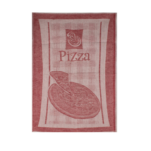 Tea Towelling - JACQUARD - Pizza  panel 21" x 26" (75cm X 53cm)  - Red