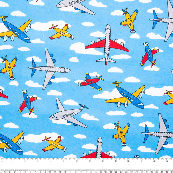 CHARLIE Printed Flannelette - Fly by - Turquoise