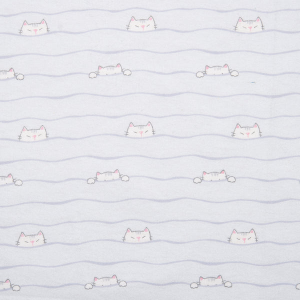 CHARLIE Printed Flannelette - Cats on clothlines - Blue