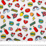 CHARLIE Printed Flannelette - Stickers - White