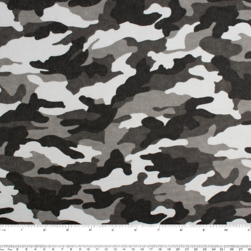 Flanellette Imprimée CHARLIE - Camouflage - Gris
