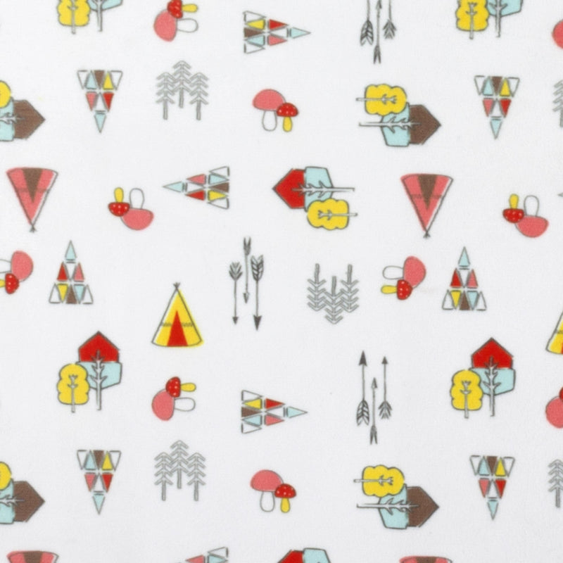 Michael Miller Printed minky - Arrows and tipi - white