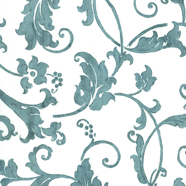 12 x 12 po Échantillon - Tissu décor maison - Signature Miyuki 138 - bleu, turquoise, blanc