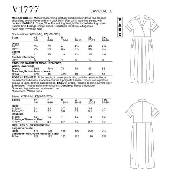 V1777 Misses' Dress