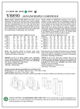 V8890 Veston, bermuda et pantalon - Hommes (Grandeur : 34-36-38-40)