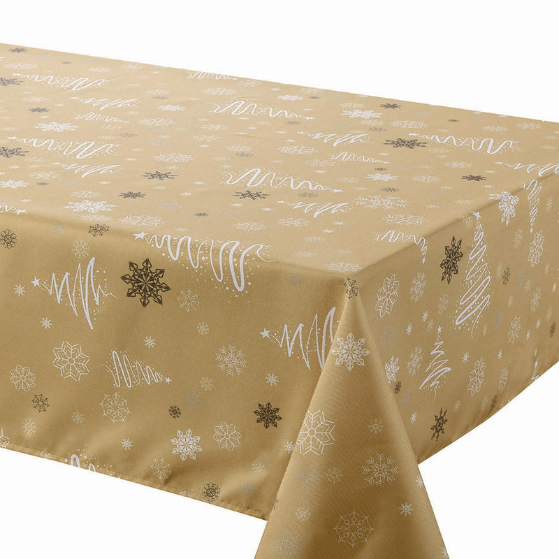 Tablecloth - Fancy Xmas Trees - Gold - 58″x108″ Rectangle