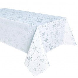 Tablecloth - Shiny Snowflakes - White