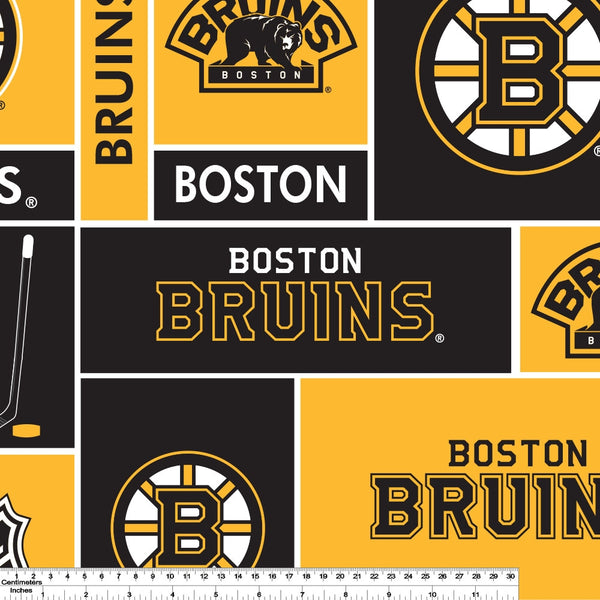 Boston Bruins - Coton imprimé LNH - Carreaux