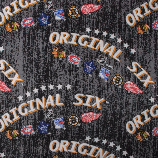 Original six (SIX) - NHL Cotton - Logo - Black / Pink / Yellow – Fabricville